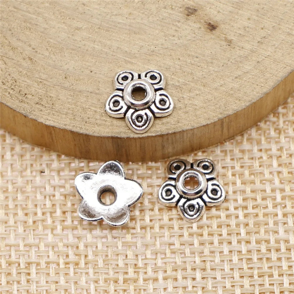 10mm 0.4g Multi-Color Zinc Alloy Flower Bead Caps for DIY Beaded Necklace Jewelry Making