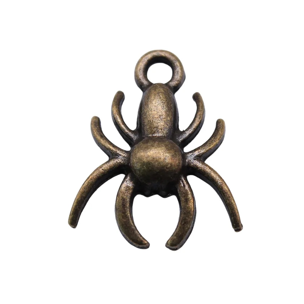 17x14mm 0.9g Multicolor Zinc Alloy Spider Insect Charm Pendant for Halloween DIY Jewelry Making