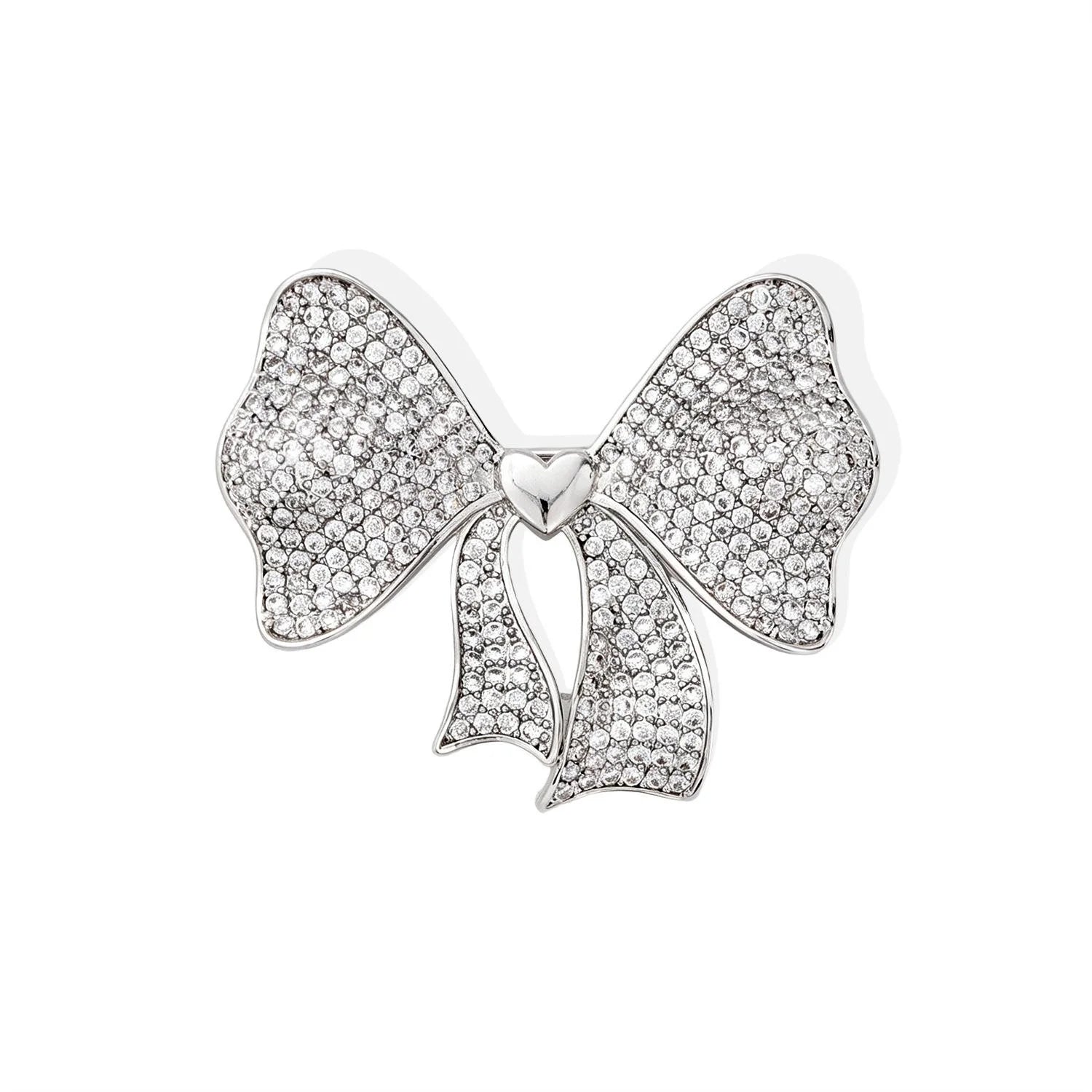 Luxury Rhinestone Bow Brooch For Women, Elegant Alloy Zircon Lapel Pin Corsage Suit Accessory Gift