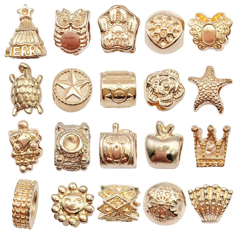 KC Gold Zinc Alloy Crown Large Hole Spacer Beads for European Bracelet Jewelry Making