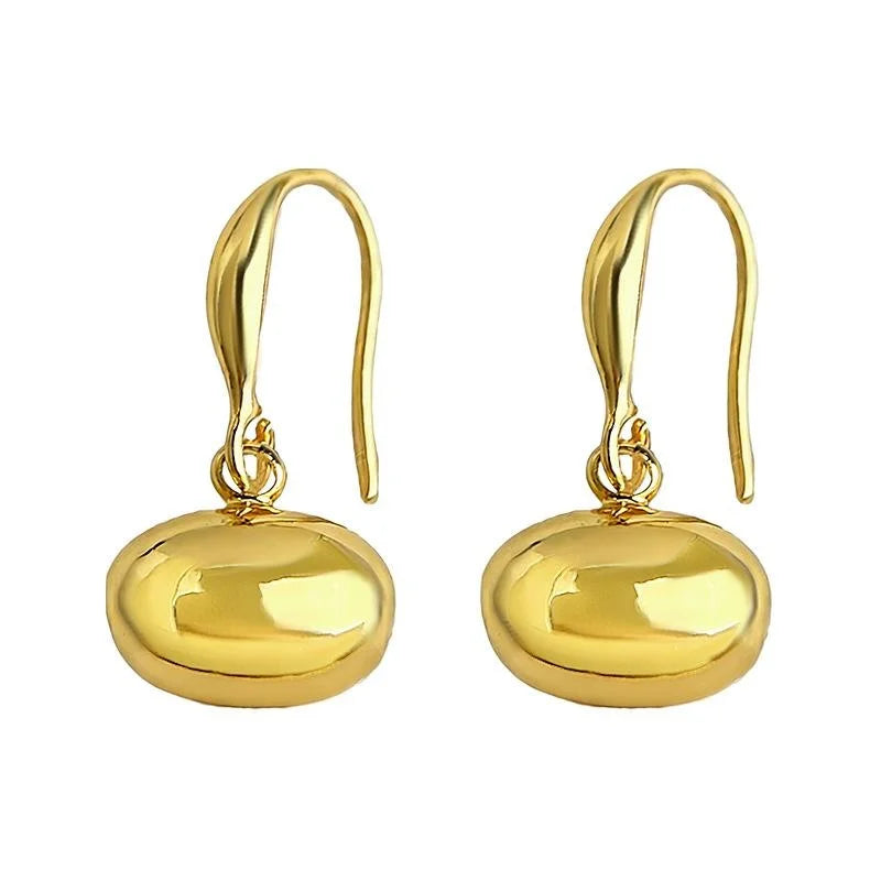 Eco Friendly Copper Oval Geometric Bead Drop Earrings For Women Light Luxury Minimalist