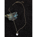 18K Gold Plated Copper Mother Of Pearl Geometric Hollow Oval Ring Clavicle Necklace Light Luxury Style