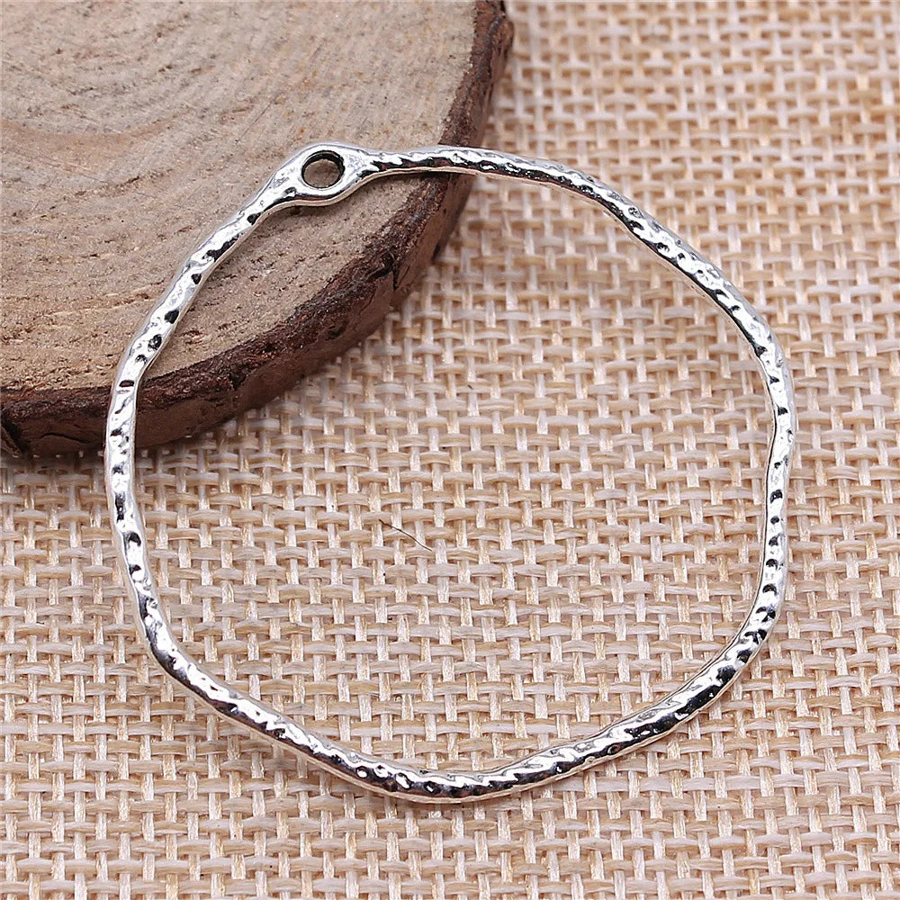 41x44mm 2.1g Antique Silver Zinc Alloy Irregular Ring Earring Connector Charms for DIY Earrings
