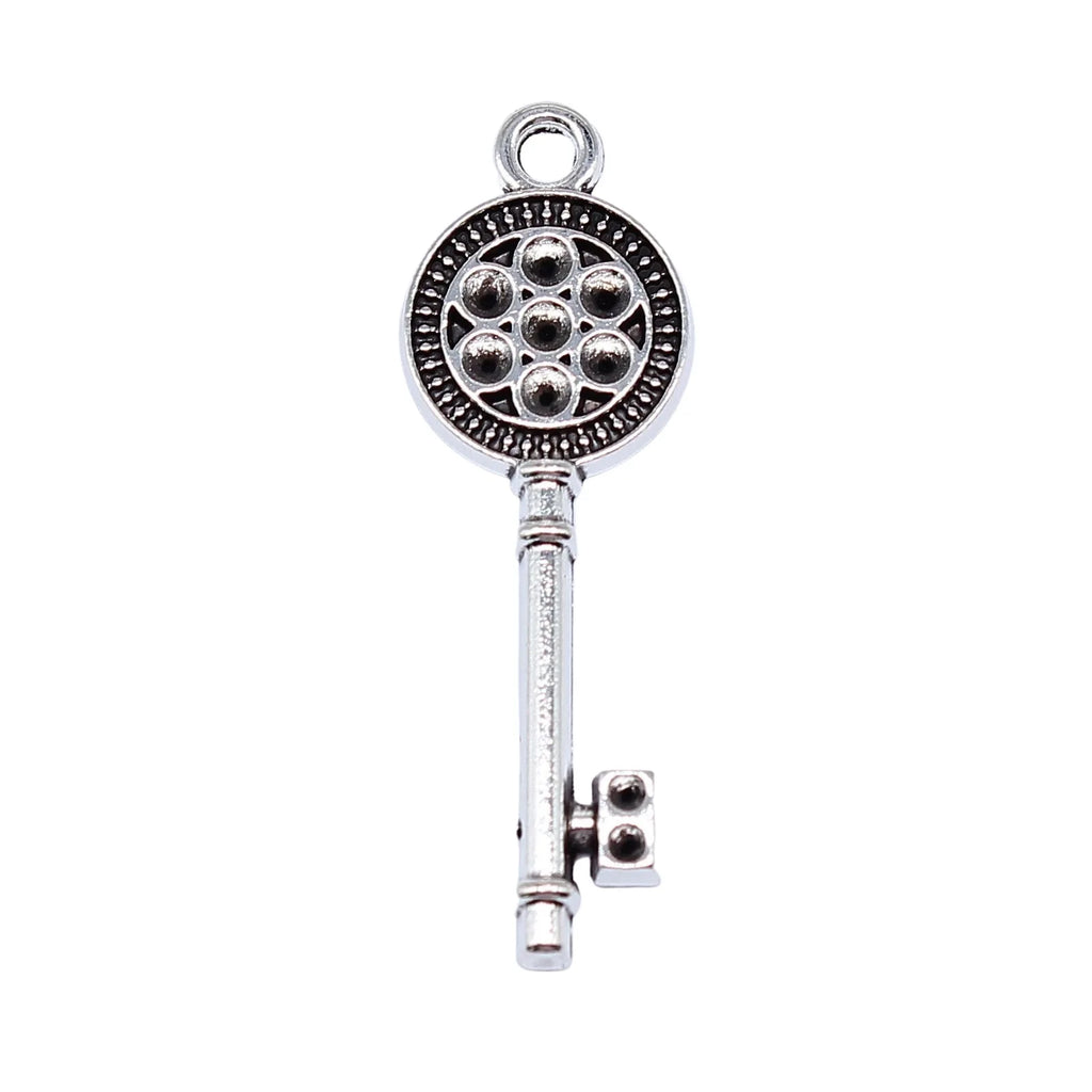 35x11mm 1.8g Antique Silver Zinc Alloy Key Charm Pendant for DIY Necklace Bracelet Jewelry Making