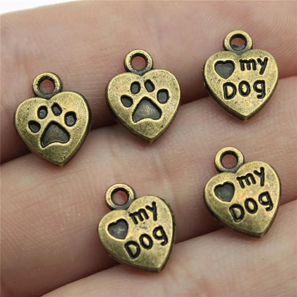 13x10mm 1.2g Multicolor Zinc Alloy Dog Paw Charm Pendant for DIY Necklace Bracelet Jewelry Making