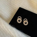 14K Gold Plated Copper Geometric Round Zircon Micro Pave Stud Earrings Minimalist Luxury