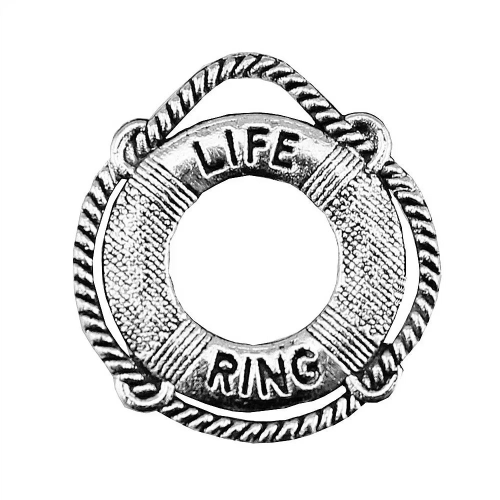 23x22mm 1.95g Antique Silver Zinc Alloy Lifebuoy Swim Ring Charm Pendant for DIY Nautical Jewelry