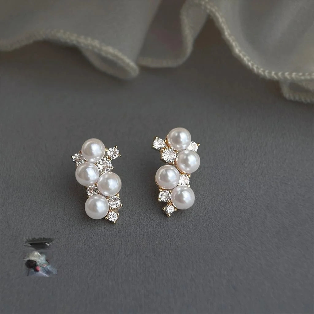 Light Luxury Micro Pave Zircon Constellation Geometric Copper Stud Earrings