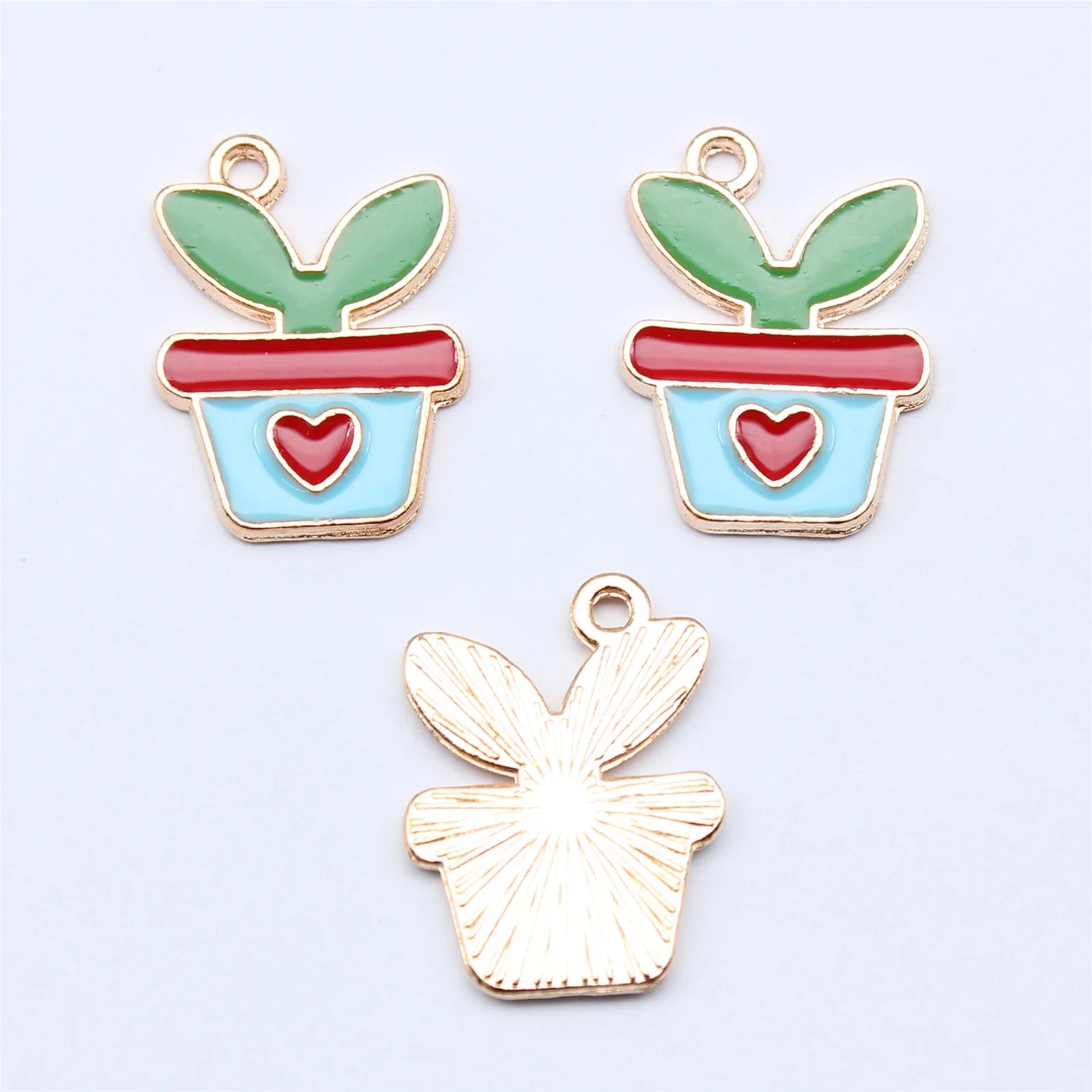 17.5x13mm 0.91g Green Zinc Alloy Potted Plant Charm Pendant for DIY Necklace Earring Bracelet Making