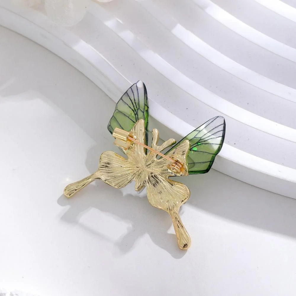 Elegant Butterfly Brooch With Transparent Acrylic Wings And Rhinestone Body, Luxury Lapel Pin Gift