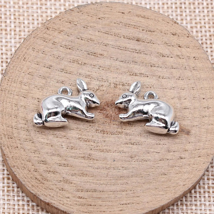 14x20mm 3.2g Antique Silver Zinc Alloy 3D Rabbit Charm Pendant for DIY Necklace Bracelet Making