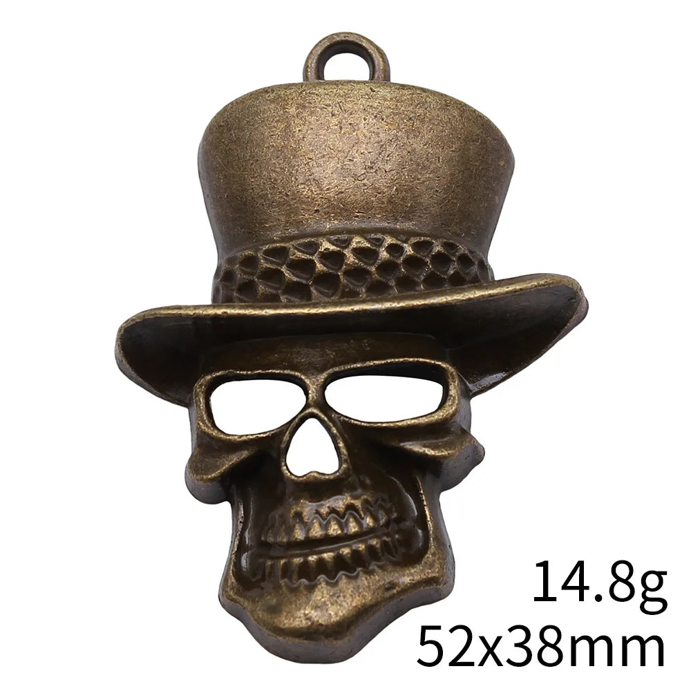 52x38mm 14.8g Multicolor Zinc Alloy Cowboy Skull Charm Pendant for Western Gothic DIY Jewelry Making