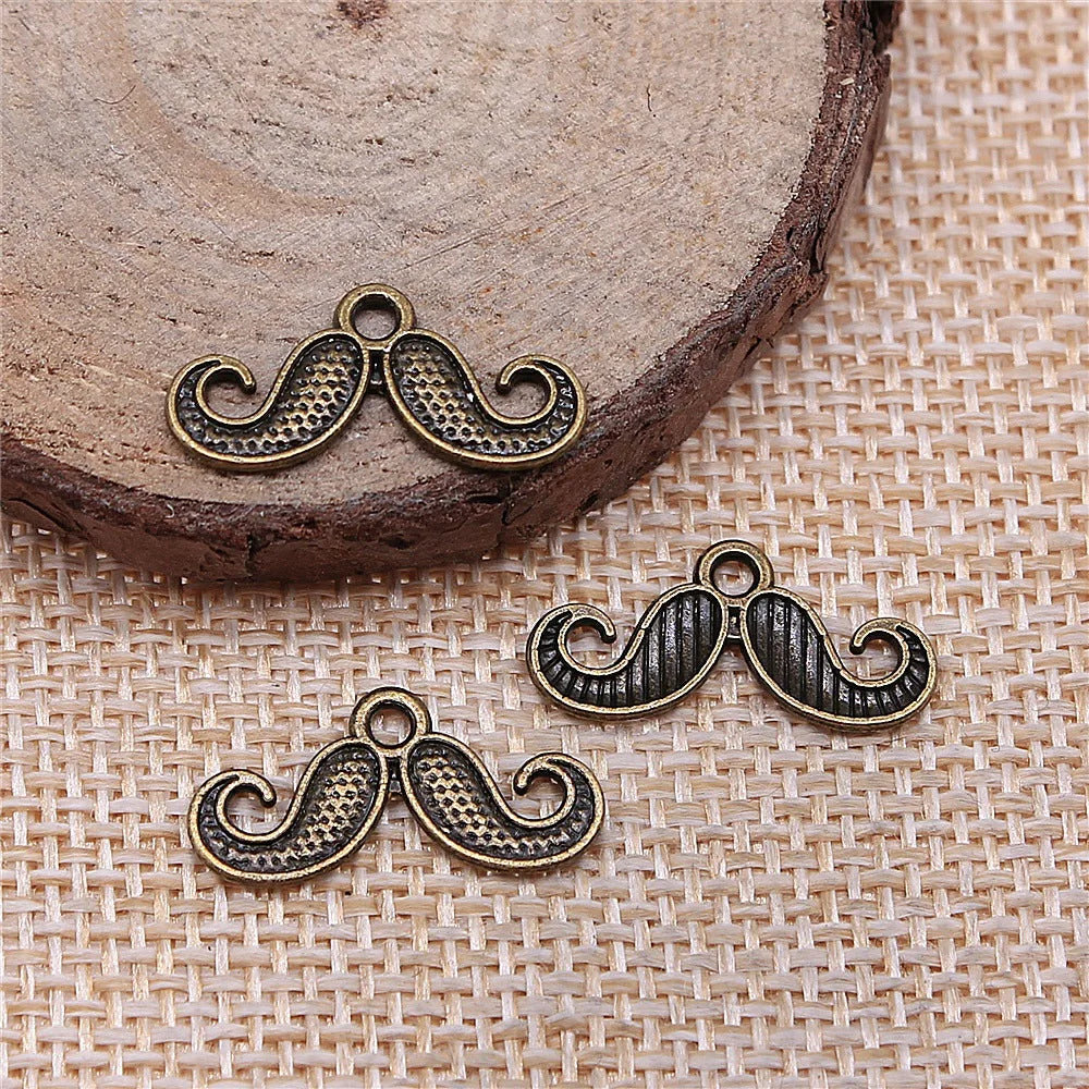20x10mm 0.5g Zinc Alloy Small Mustache Letter Charm Pendant for DIY Bracelet Necklace Jewelry Making