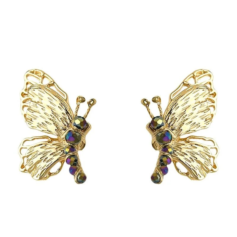 Forest Fairy Style Copper Butterfly Drop Earrings, Sweet Statement Animal Design