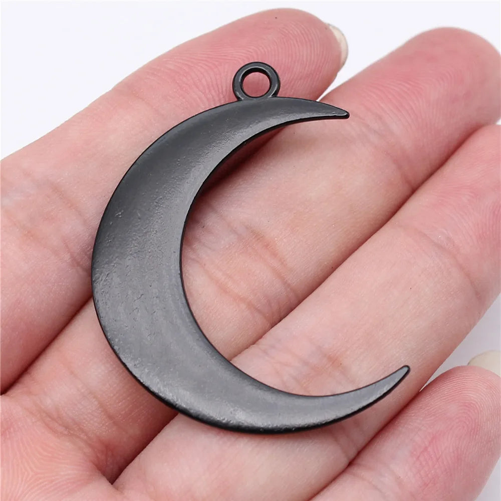 44x32mm 4.2g Black Zinc Alloy Gothic Large Moon Charm Pendant for DIY Necklace Bracelet Jewelry Making