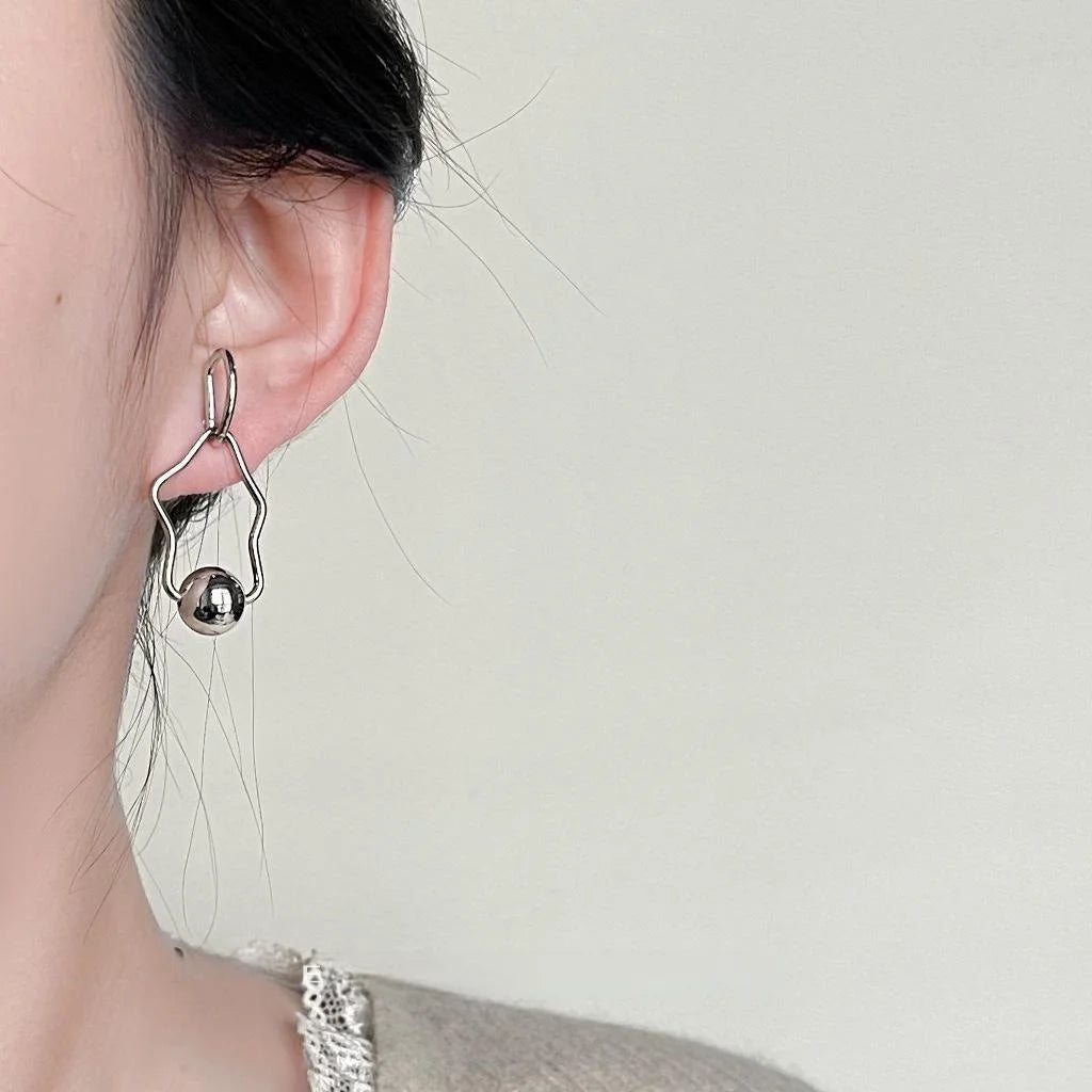 Designer Irregular Geometric Copper Drop Earrings For Women, Minimalist Cool Art Style
