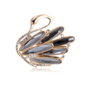 Elegant Swan Alloy Rhinestone Brooch With Black Crystal Wings, Luxury Lapel Pin Corsage Suit Accessory Gift