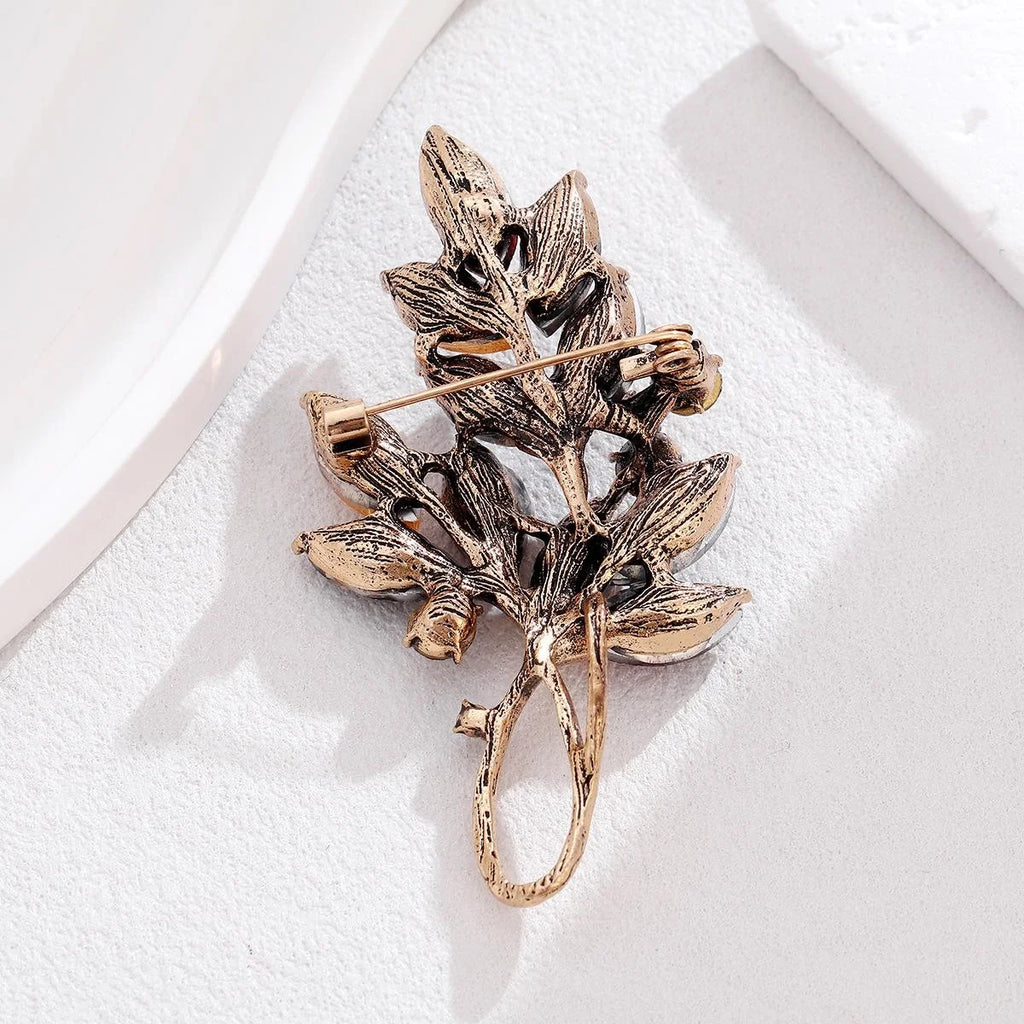 Elegant Crystal Wheat Bouquet Brooch, Alloy Rhinestone Floral Lapel Pin Corsage For Suit Accessory Gift