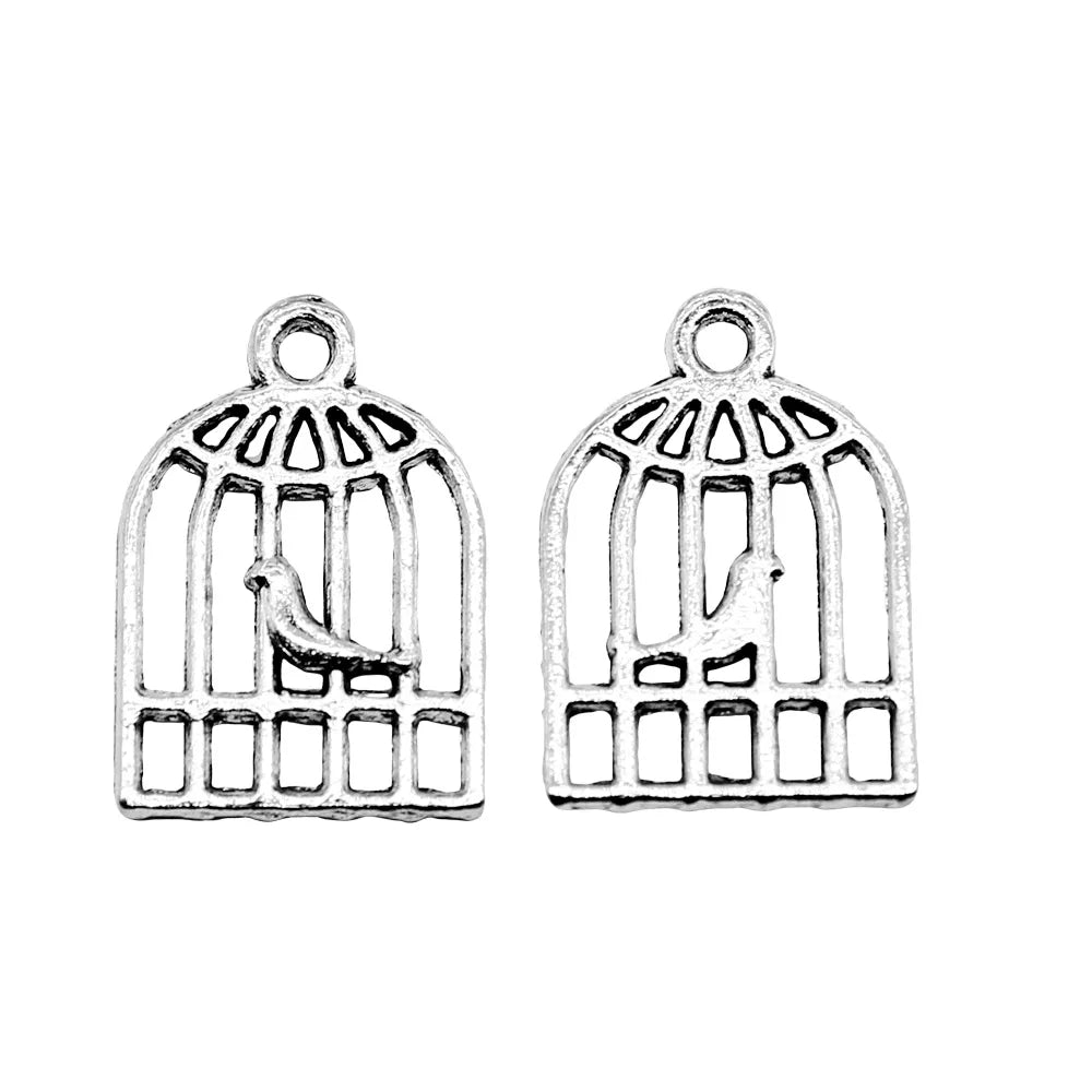 16x11mm 0.4g Multicolor Zinc Alloy Bird Cage Charm Pendant for DIY Necklace Bracelet Jewelry Making