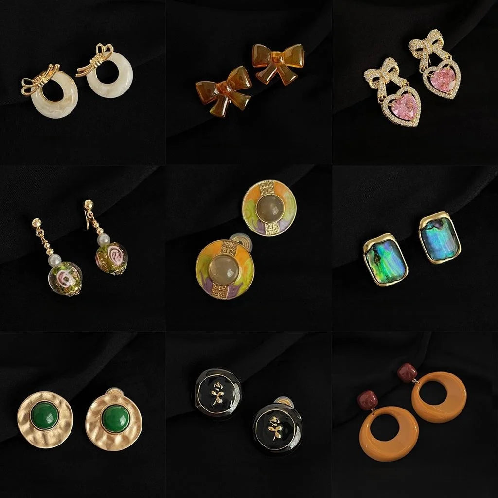18K Gold Plated Copper Clip On Drop Earrings Painless Non Pierced Geometric Luxury Jewelry
