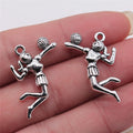 24x26mm 2.5g Antique Silver Zinc Alloy Volleyball Player Charm Pendant for DIY Sports Jewelry Making