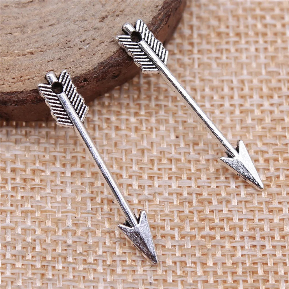30mm 0.6g Multicolor Zinc Alloy Bow and Arrow Charm Pendant for Bracelet Necklace DIY Jewelry