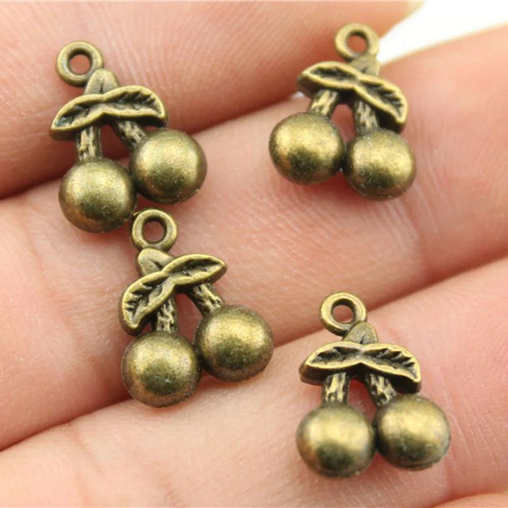 14x11mm 1.5g Antique Bronze Zinc Alloy Cherry Charm Pendant for DIY Bracelet Necklace Jewelry Making