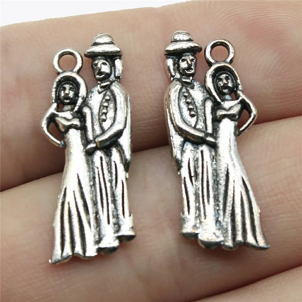 26x10mm 1.2g Antique Silver Zinc Alloy Angel Couple Charm Pendant for DIY Jewelry Making