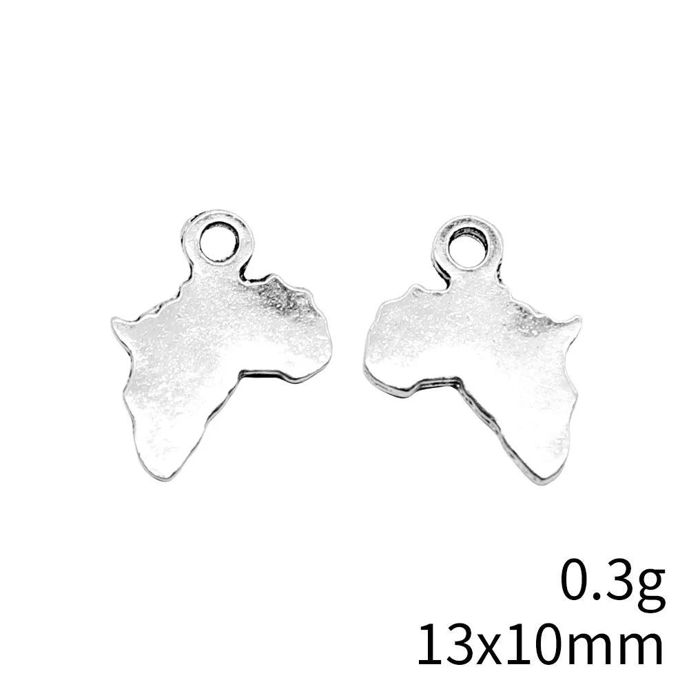13x10mm 0.3g Antique Silver Zinc Alloy Africa Shape Charm Pendant for DIY Necklace Bracelet Making