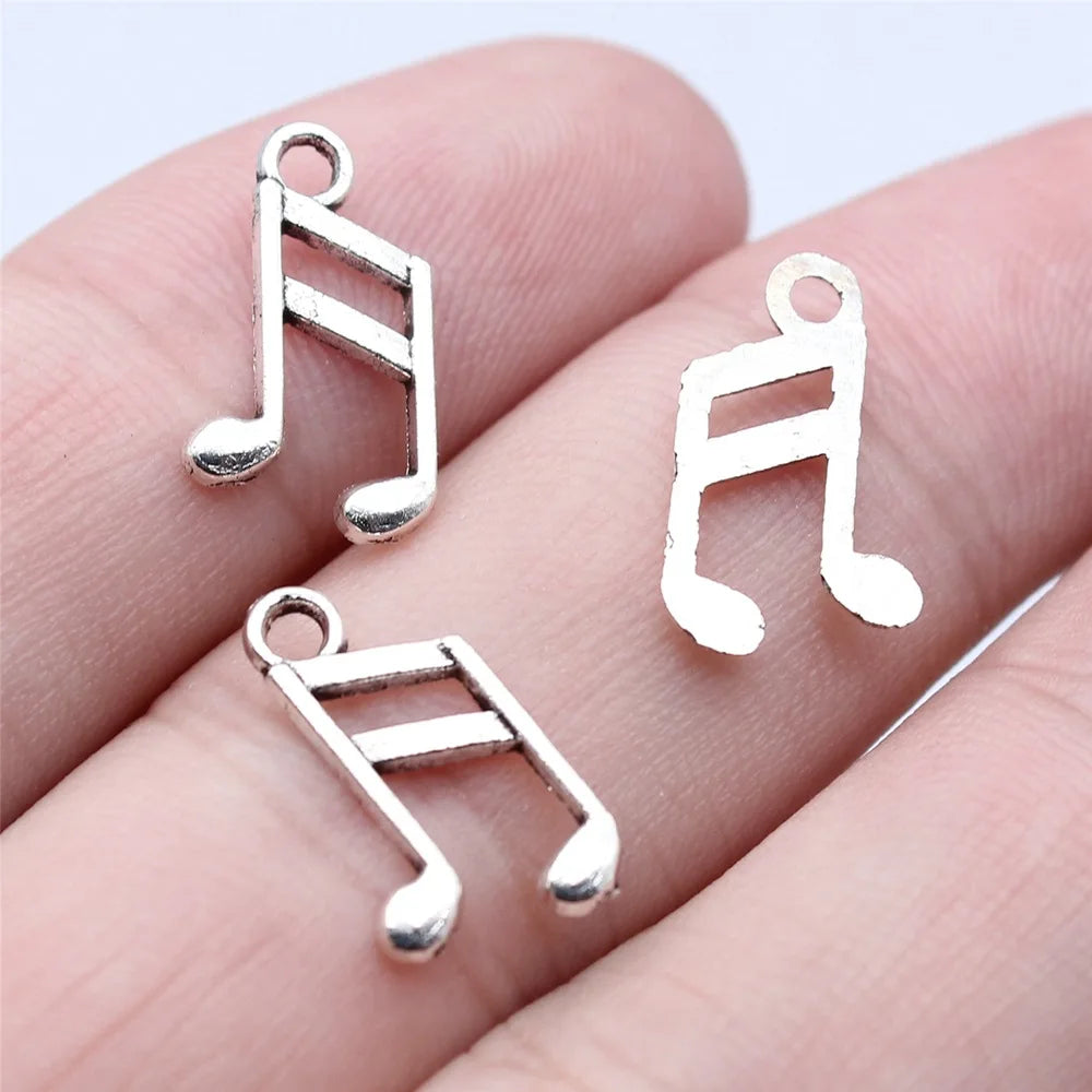 10x16mm 0.3g Antique Silver Zinc Alloy Music Note Charm Pendant for DIY Necklace Bracelet Making