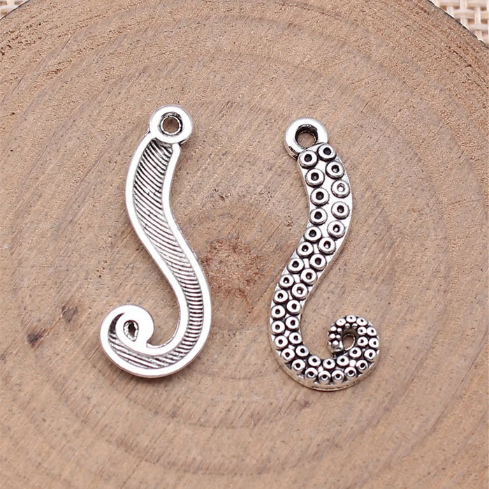 26x10mm 1.1g Multi Color Zinc Alloy Octopus Tentacle Fish Charm Pendant for DIY Jewelry Making