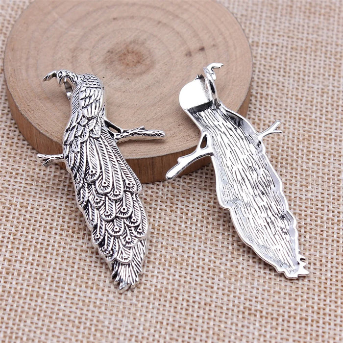 32x60mm 7.5g Antique Silver Zinc Alloy Peacock Charm Pendant for DIY Necklace Bracelet Jewelry Making