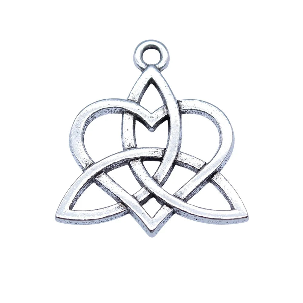 23x24mm 2.3g Antique Silver Zinc Alloy Heart Celtic Knot Charm Pendant for DIY Bracelet Necklace Making