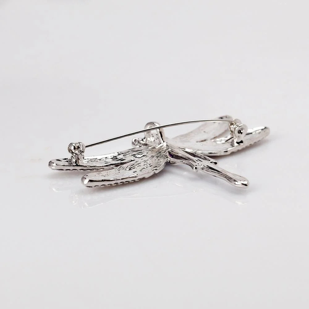 Elegant Enamel Rhinestone Dragonfly Brooch For Women, Gold Alloy Lapel Pin Corsage Suit Accessory Gift