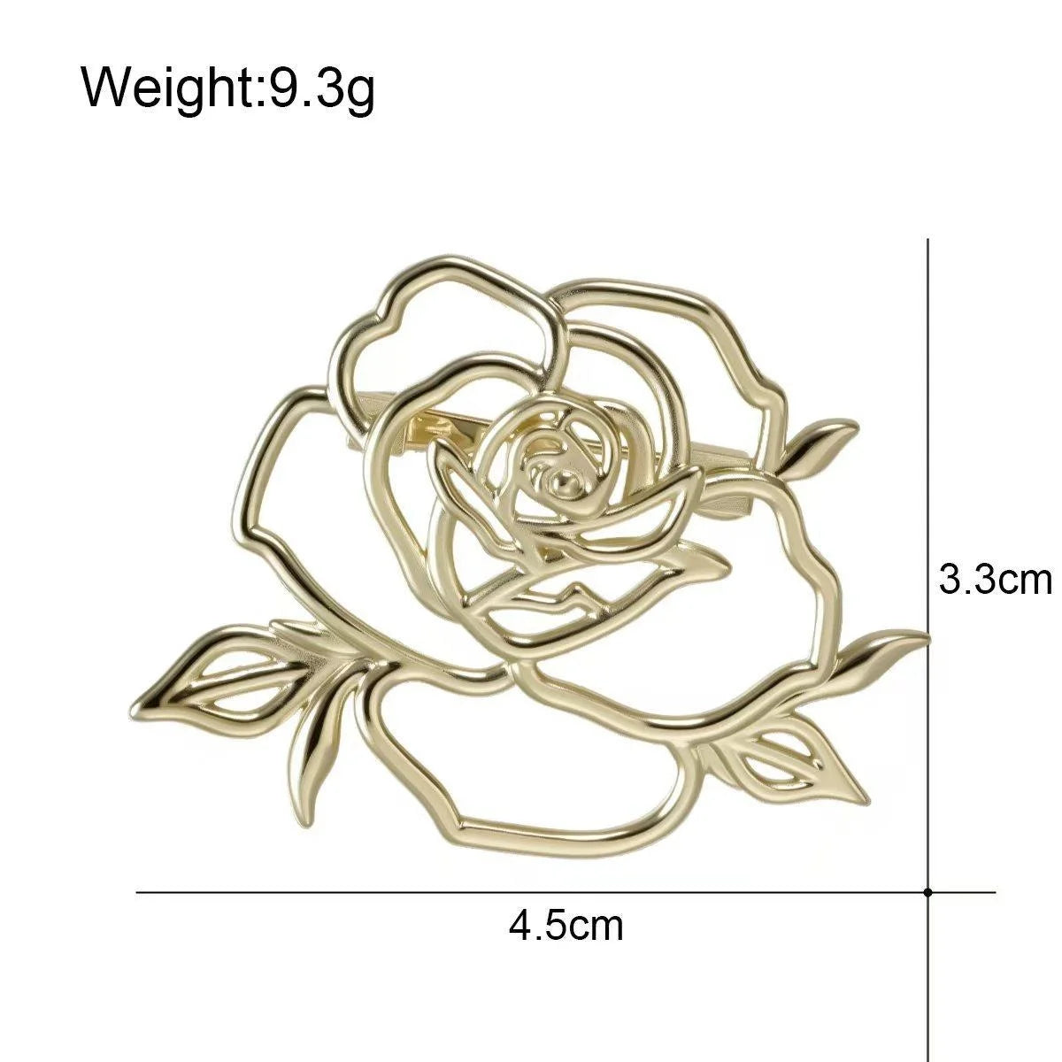 Elegant Hollow Rose Camellia Flower Alloy Brooch Pin, Korean Style Gold Lapel Pin Corsage Suit Accessory