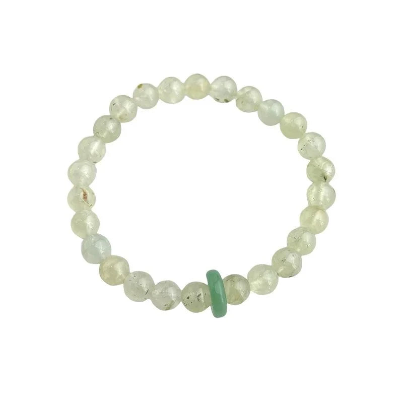 New Chinese Style Natural Stone Prehnite Crystal Bracelet For Women With Geometric Round Ring Design