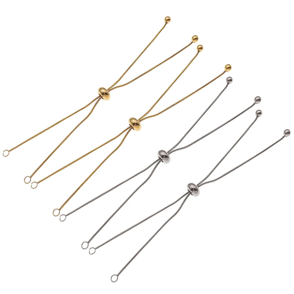 Gold Tone Silicone O Link Sliding Bracelet Adjuster Chain for DIY Bracelet Jewelry Making
