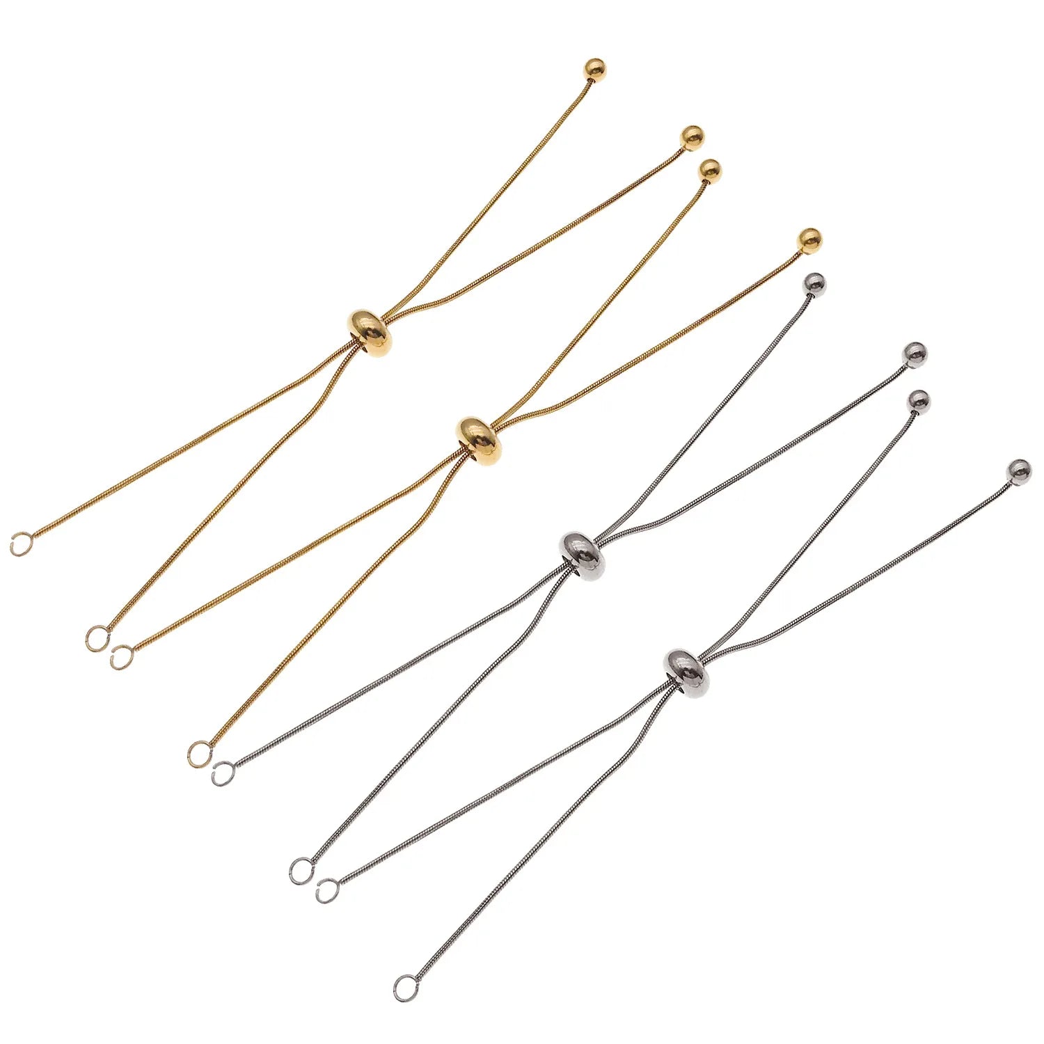 Gold Tone Silicone O Link Sliding Bracelet Adjuster Chain for DIY Bracelet Jewelry Making