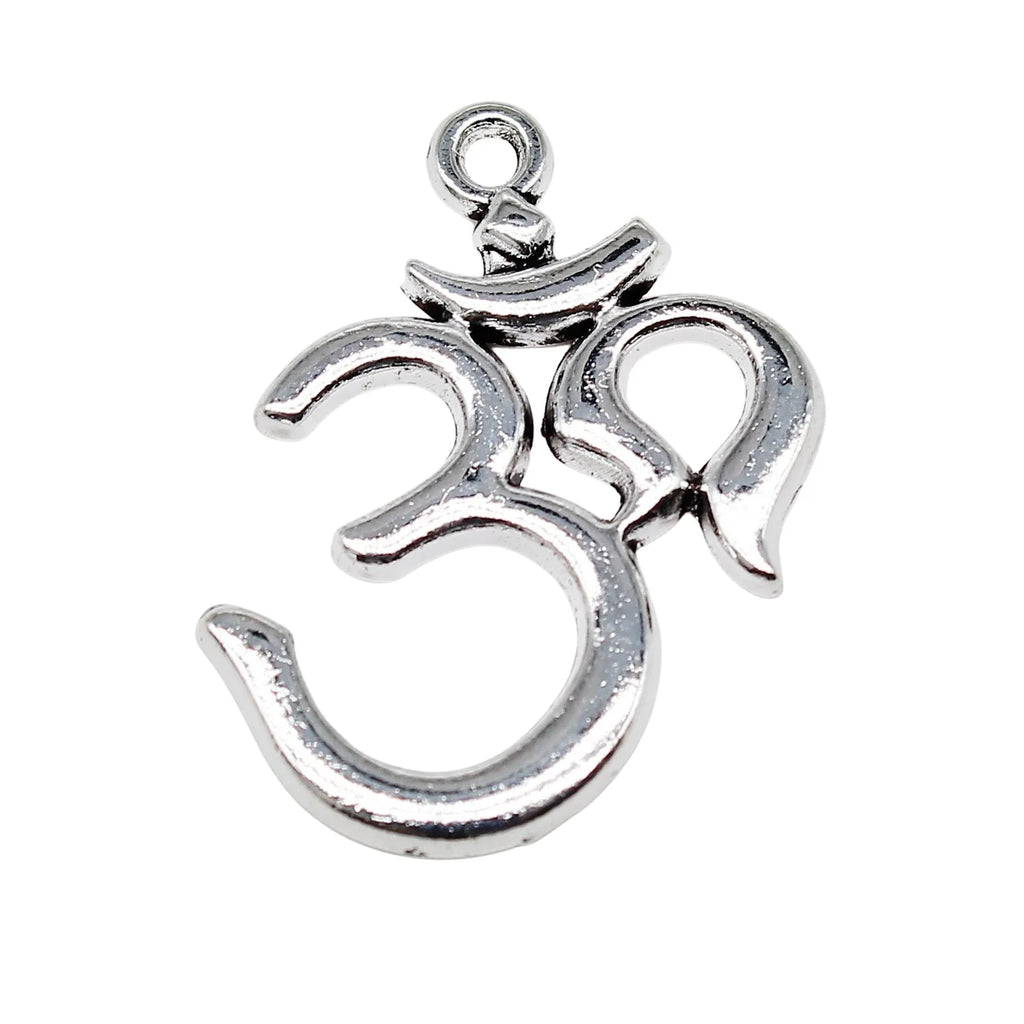 27x23mm 2.2g Antique Silver Zinc Alloy Yoga OM Symbol Charm Pendant for DIY Necklace Jewelry Making