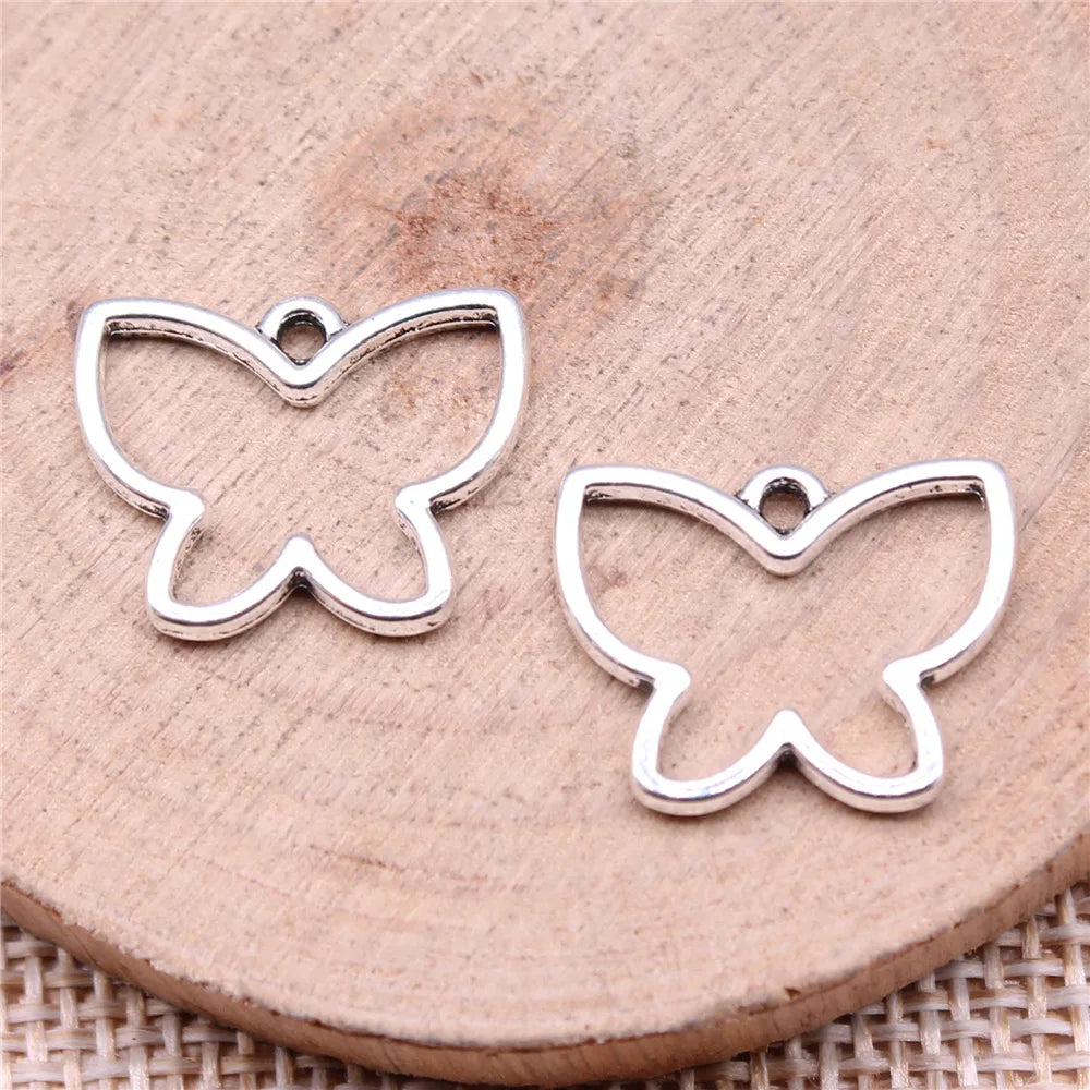 18x14mm 0.8g Multicolor zinc alloy Hollow Butterfly charm pendant for necklace bracelet DIY making