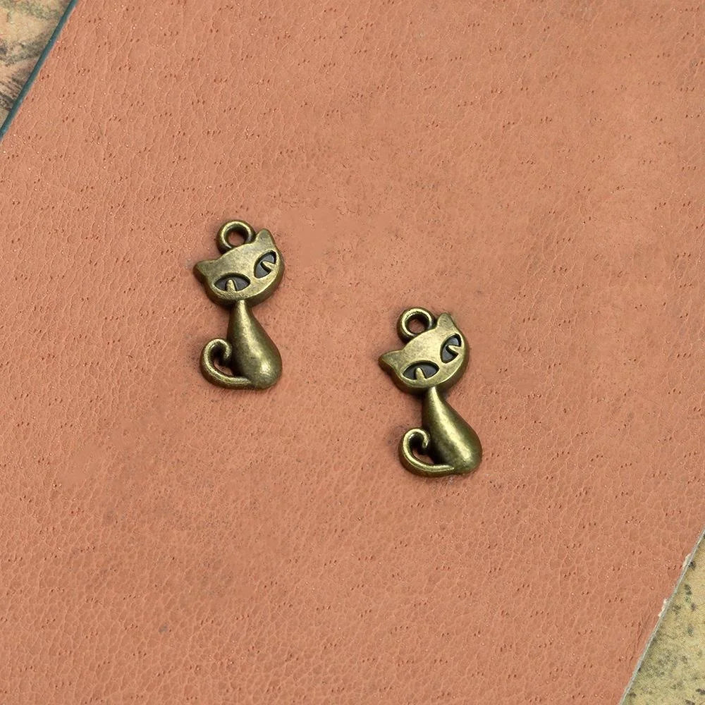 17x9MM Antique Silver Zinc Alloy Cat Charm Pendant for DIY Necklace Bracelet Jewelry Making
