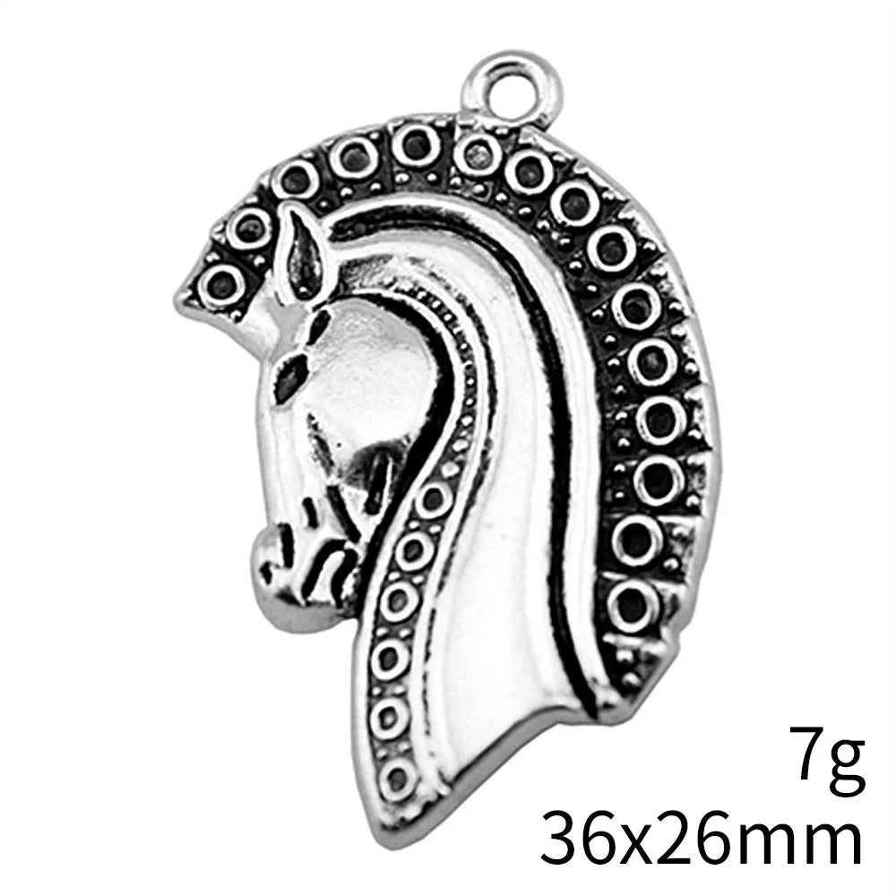 36x26mm 7g Antique Silver Zinc Alloy Horse Charm Pendant for DIY Necklace Bracelet Jewelry Making