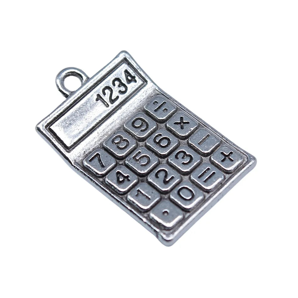 15x24mm 3.4g Antique Silver Zinc Alloy Calculator Charm Pendant for DIY School Jewelry Making
