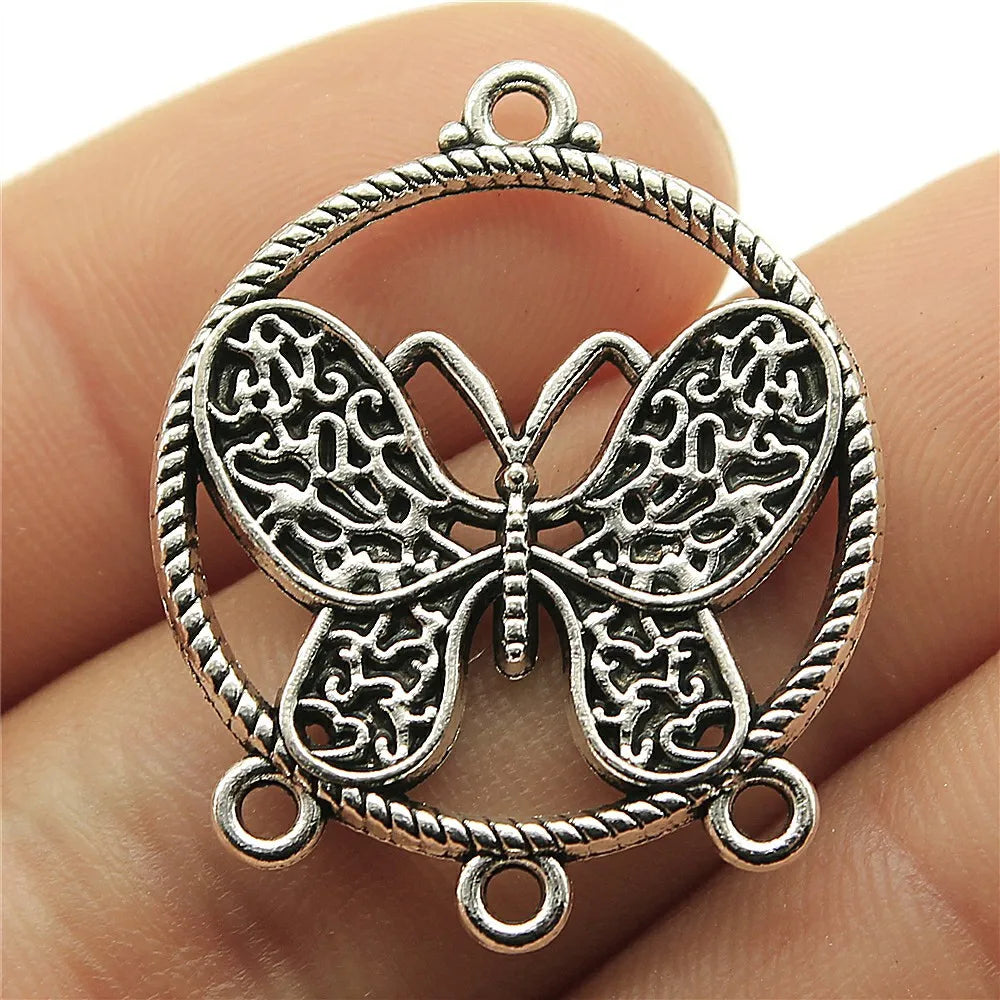 32x26mm 3.5g Multicolor Zinc Alloy Butterfly Earring Connector Charm for DIY Earrings Jewelry Making