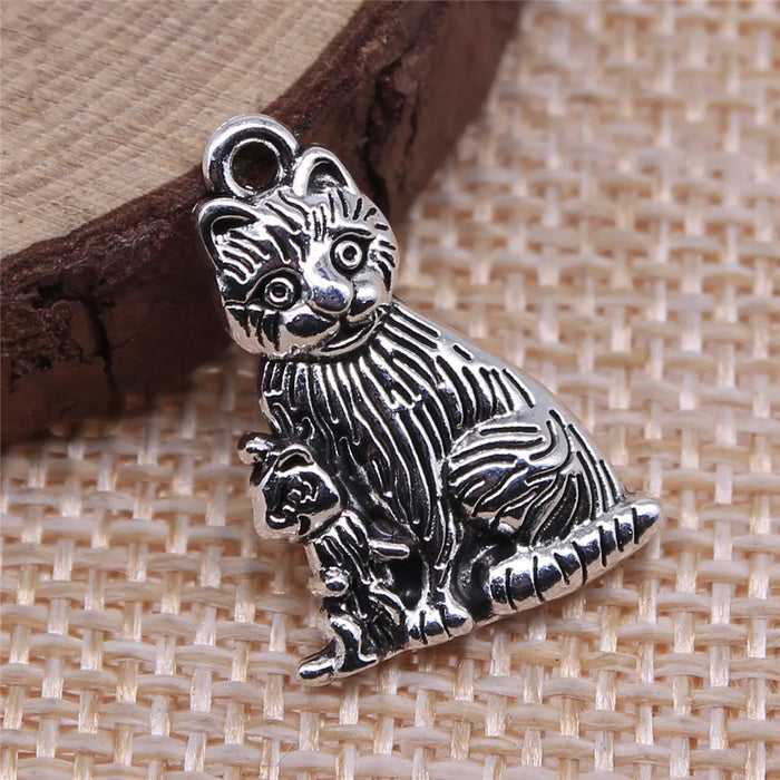 21x15mm 2.2g Antique Silver Zinc Alloy Cat Charm Pendant for DIY Necklace Bracelet Jewelry Making