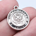 20x23mm 3.1g Antique Silver Zinc Alloy US Army Police Badge Tag Charm Pendant for DIY Jewelry Making