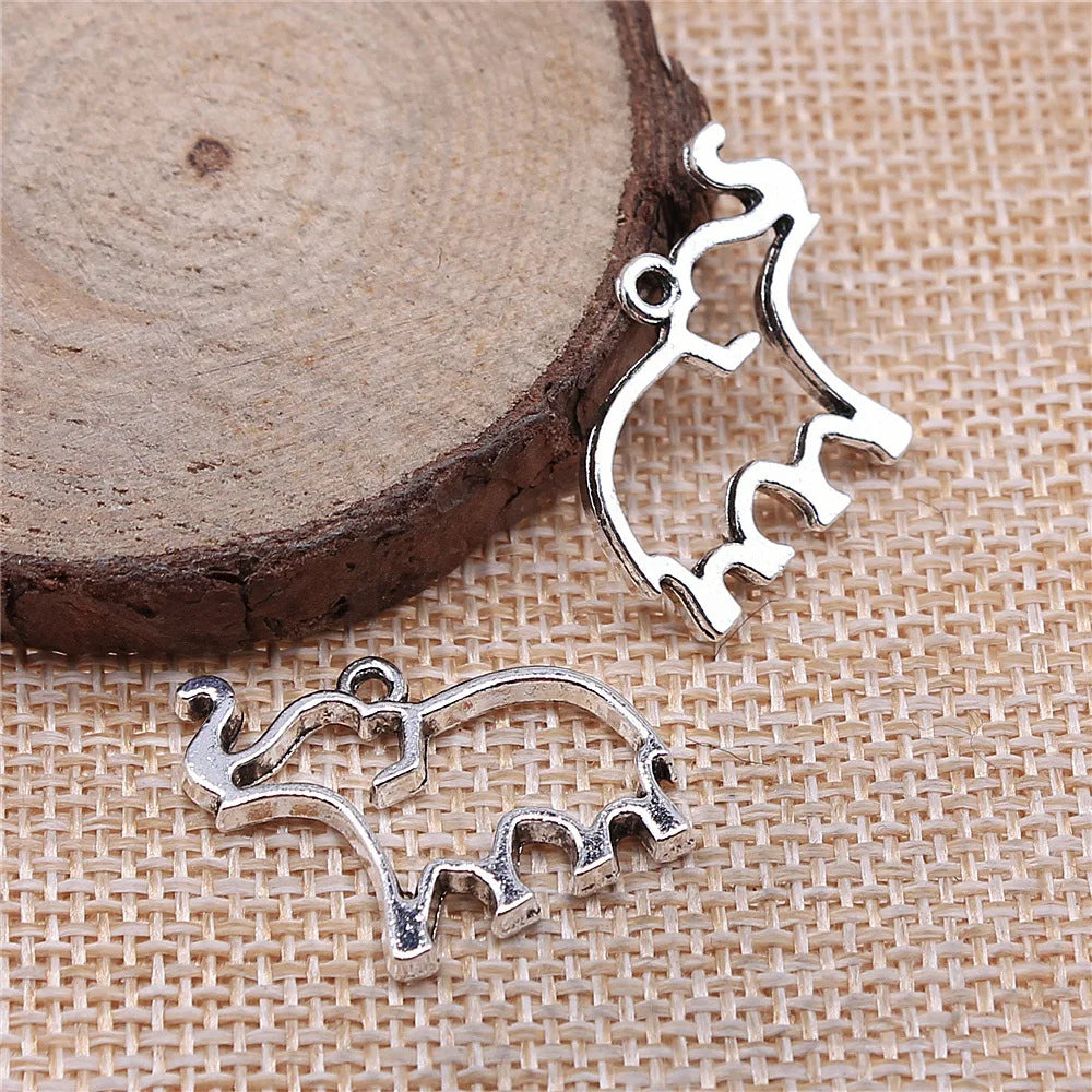 19x25mm 2g Multicolor Zinc Alloy Hollow Elephant Charm Pendant for DIY Necklace Making