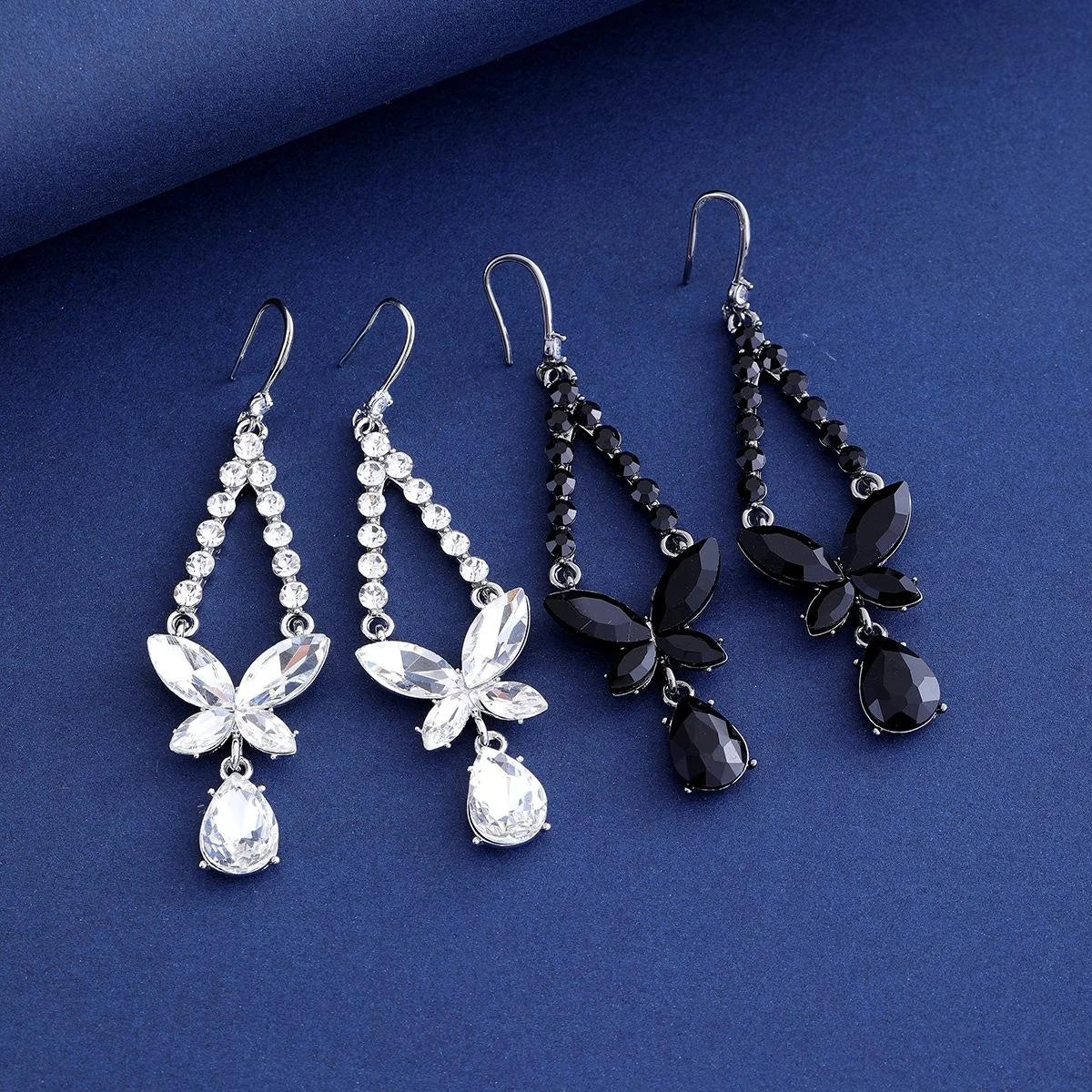 Luxury Red Zircon Bow Tassel Drop Earrings With Butterfly Crystal Pendant For Wedding Party Gift