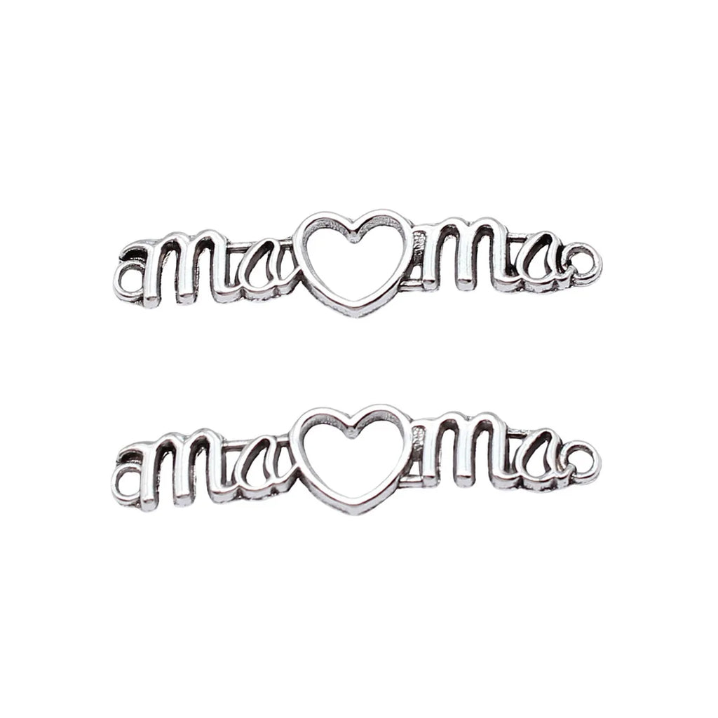 41x9mm 1.8g Antique Silver Zinc Alloy MAMA Heart connector charm for DIY bracelet making