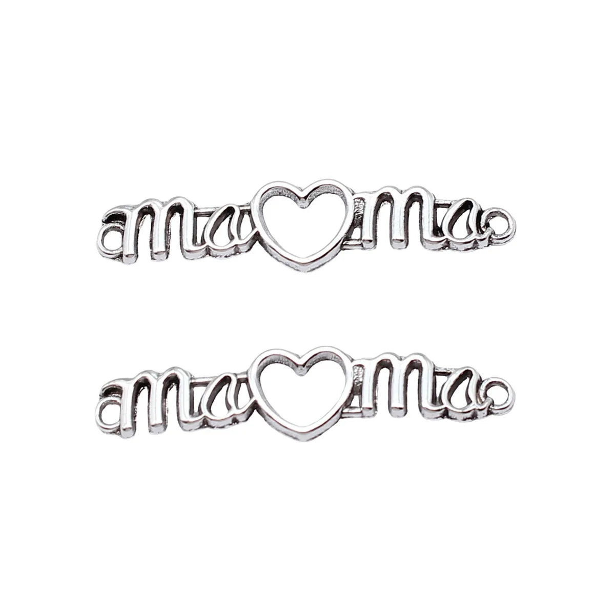 41x9mm 1.8g Antique Silver Zinc Alloy MAMA Heart connector charm for DIY bracelet making